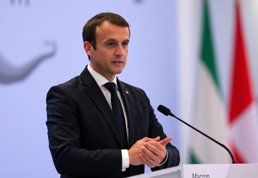 Representação visual de Gaza ao Vivo: Macron Reitera Compromisso com Reconhecimento da Palestina na Conferência de Nova York