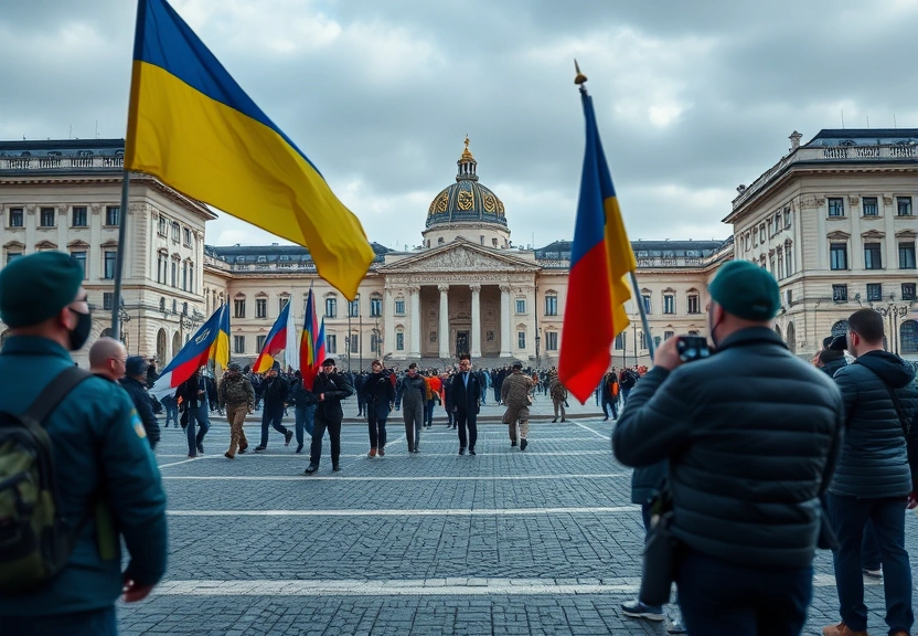 Representação visual de Guerra na Ucrânia: 26 países prometem segurança a Kiev com apoio dos EUA