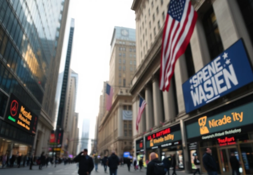 Representação visual de US markets fall as Middle East concerns offset earnings optimism