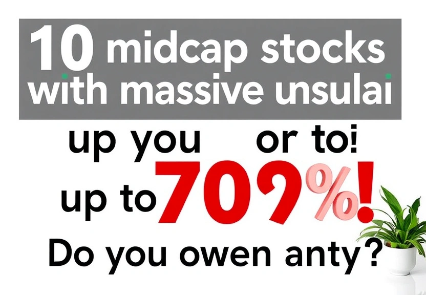 Representação visual de 10 midcap stocks with massive upside potential up to 70%! Do you own any?